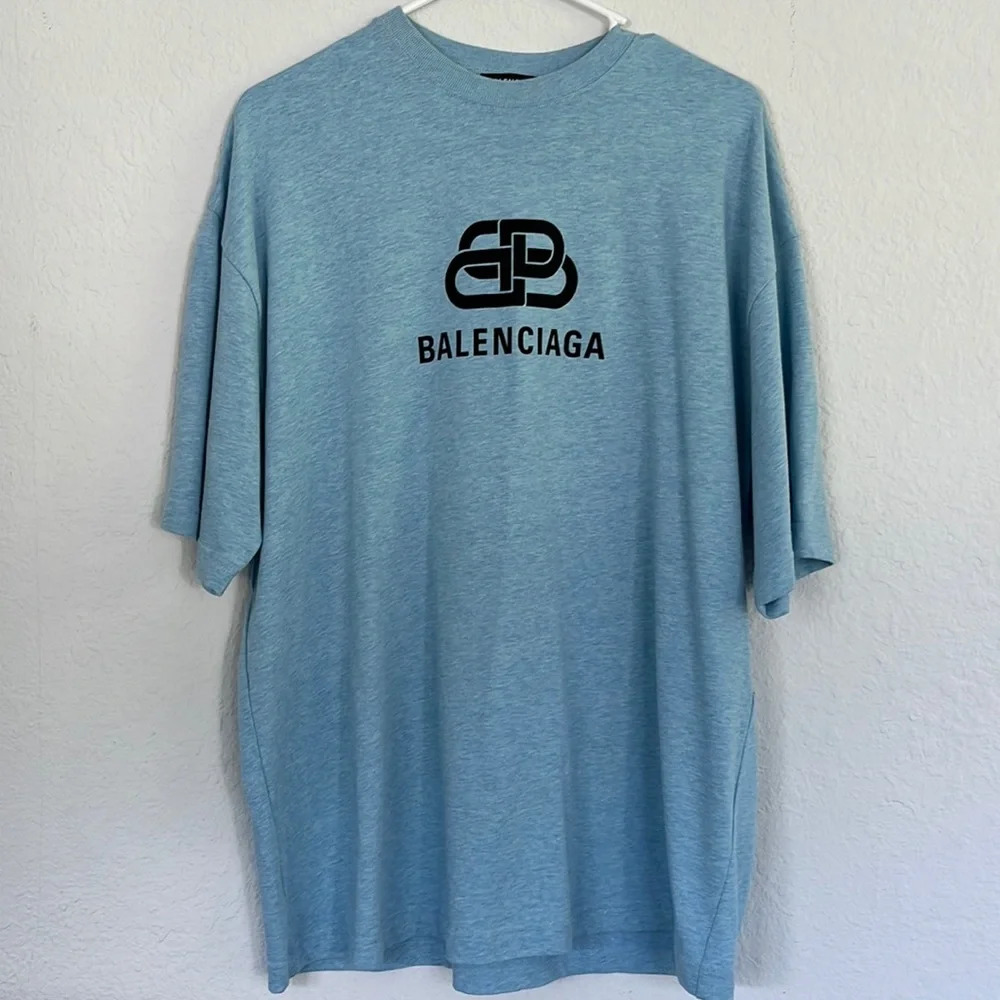 Balenciaga Men’s Light Blue BB Logo Tshirt Size S